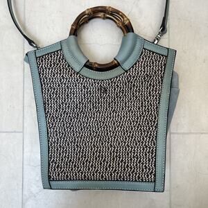 Eric Javits Handbag Straw Lil Burma Brown Mix Crossbody